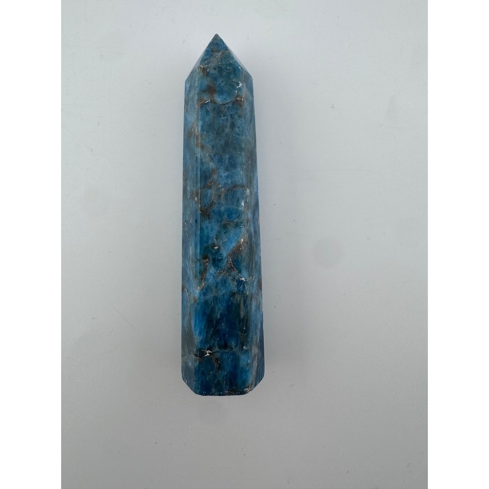 Natural Blue Apatite Crystal Tower Point 3.76in